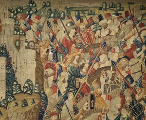 Wandteppich, der die Eroberungen von König Alfons V. von Portugal zeigt