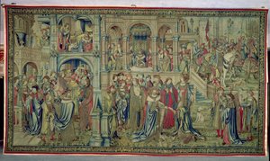 Der Tod des Kindes und der König wird zum Sieg versprochen, Wandteppich von David und Bathseba, ca. 1510-15 von Flemish School