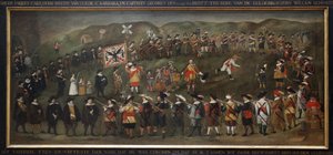 Die Mitglieder der Marmelade von Saint Barbe von Dunkerque im Jahr 1633. Anonymes flämisches Gemälde, Öl auf Leinwand. von Flemish School