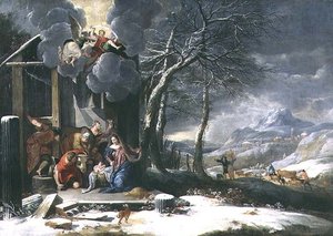 Winterlandschaft mit Geburt Christi