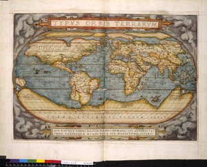 Weltkarte, Theatrum Orbis Terrarum, von Abraham Ortelius von Flemish School
