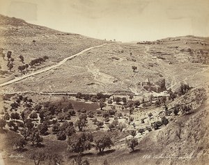 Panoramablick auf das Tal des Cedron oder Josafat, am Stadtrand von Jerusalem von Félix Bonfils