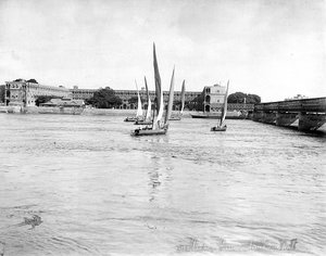 Blick auf die Kasernen am Nil in der Nähe der Kasr-Brücke, Kairo, Ägypten von Félix Bonfils
