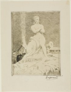 Die Statue des Widerstands von Falguière, Platte vier von Die Belagerung von Paris, 1870 von Félix Henri Bracquemond
