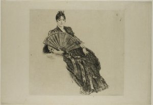 Frau mit einem Fächer von Félix Henri Bracquemond