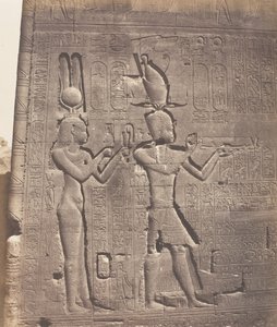 Dendérah Tentyris, Tempel der Athôr - Rückseite - Kleopatra und ..., 1851-52, gedruckt 1853-54