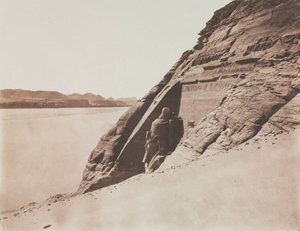 Großer Speos - Ansicht vom Sandhang, Tempel von Ramses II, Abu Simbel, 1851-1852 von Félix Teynard