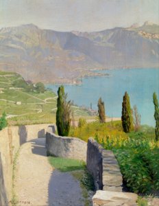 Landschaft am See von Chexbres aus von Félix Vallotton