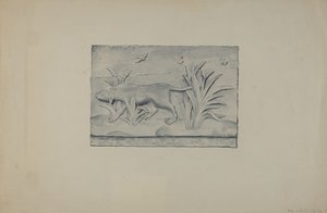 Relieftafel eines Hundes von Flora Merchant