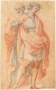 Zwei männliche Figuren: Ein Jüngling und ein alter Mann von Florentine 17th Century