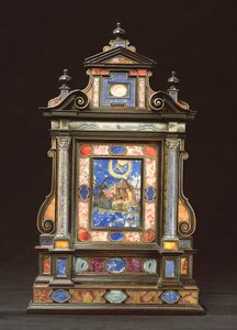 Tragbarer Altar, mit der Geburt Christi, Florentinisch