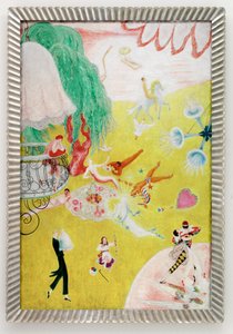 Liebesflug eines rosa Zuckerlherzens von Florine Stettheimer