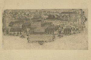 Schlacht bei der Leffingedijk zwischen den staatlichen Truppen von Ernst Casimir von Nassau und den spanischen Truppen von Albrecht von Österreich, 1600 von Floris Balthasarsz. van Berckenrode