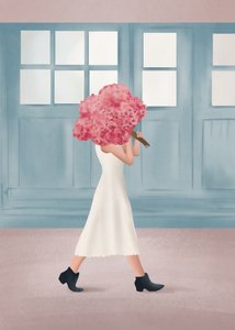 Eleganter Spaziergang mit Blumen