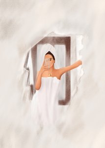 Handtuch-Selfie-Moment