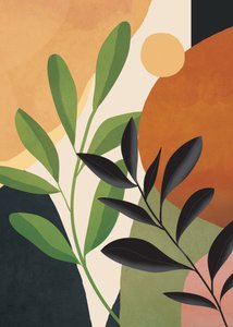 Warme botanische Abstraktion von Flow Line