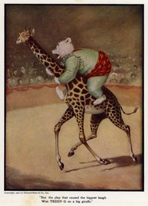 Aber das Stück, das das größte Lachen verursachte, war Teddy - G auf einer großen Giraffe