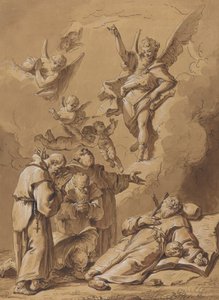 Tod eines heiligen Mönchs von Follower of Francesco Fontebasso