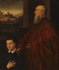 Andrea Renier und sein Sohn Daniele von Follower of Jacopo Tintoretto