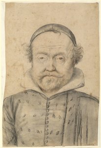 Porträt eines bärtigen Mannes in Wams und Schädelkappe von Follower of Lagneau