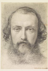 Porträt: Kopfstudie von Daniel Casey (Frontalansicht) von Ford Madox Brown