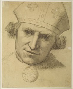 Der Geist der Gerechtigkeit - Studie für den Kopf eines Bischofs von Ford Madox Brown