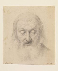 Wycliffe liest seine Bibelübersetzung - Studie für den Kopf von Wycliffe von Ford Madox Brown