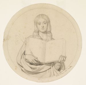 Wycliffe liest seine Bibelübersetzung - Studie einer jungen Frau, die den protestantischen Glauben repräsentiert von Ford Madox Brown