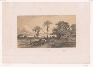 Bauernwagen mit Ochsen in einer ungarischen Landschaft von Fortuné Ferogio