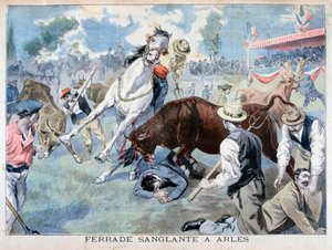 Stierkampfvorfall, Arles, Frankreich, 1898