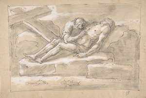 Der tote Christus, betrauert von der Magdalena, die seine Seitenwunde verehrt, 1787-1863 von Fortunato Duranti