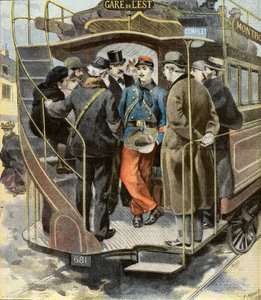 Ein Infanterist kehrt von der Madagaskar-Expedition zurück, Paris 1896 (Gravur)