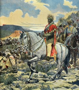 Reiterporträt von König Menelik II. in der Schlacht von Adoua von Fortune Louis Meaulle