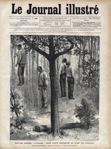 Vier schwarze Lynchmänner, zu Tode geprügelt und gehängt wegen Mordes an einem Bauleiter in Florida
