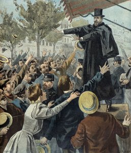Paul Deroulede bei einer Demonstration in Paris 1898
