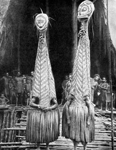 Koboldmasken und Visiere als Schönheitsmittel, Papua-Neuguinea, 1936