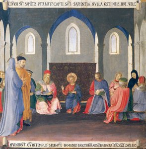 Ausschnitt, der den Streit mit den Doktoren im Tempel zeigt, Tafel aus dem Armadio degli Argenti (Silbertruhe) mit dem Leben Jesu