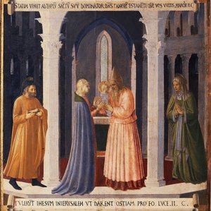 Leben Christi: Die Darstellung Jesu im Tempel, Armadio degli Argenti von Fra  Angelico