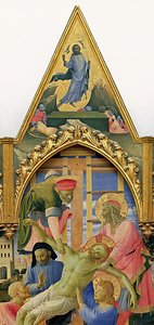 Santa Trinita Altarbild, Rahmen und Spitzen von Lorenzo Monaco (Piero di Giovanni) (ca. 1370-1425) fertiggestellt ca. 1434 (Detail) von Fra  Angelico