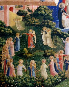 Das Jüngste Gericht Detail des Paradieses, der Reigen der aureolierten Seelen von Fra  Angelico