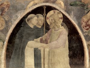 Christus begrüßt zwei Dominikanermönche (Detail) von Fra Angelico