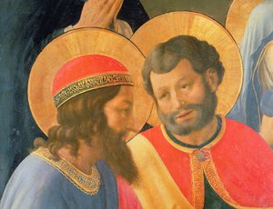 Kreuzabnahme, Detail von zwei Heiligen von Fra Angelico
