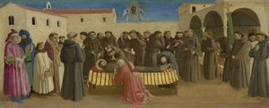 Teil einer Predella: die Totenmesse für den Heiligen Franziskus von Fra Angelico