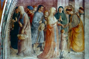 St. Stephan verteilt Almosen, Mitte 15. Jahrhundert