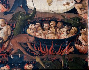 Das Jüngste Gericht: Hölle - Die Seelen der Verdammten, die in den Kreisen der Hölle gefoltert werden, 1432-1435 von Fra Angelico