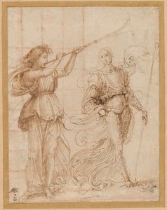 Ein Engel bläst eine Trompete, und ein anderer hält ein Banner von Fra Bartolommeo
