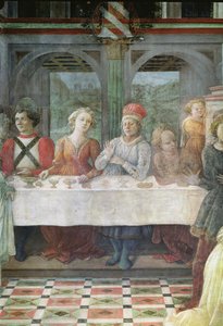 Das Fest des Herodes: Detail der Figuren am zentralen Tisch Fresko von Fra Filippo Lippi