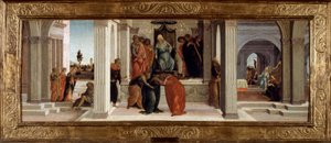 Drei Szenen aus der Geschichte von Esther: Mardochee klagt, Esthers Ohnmacht, Aman fleht um Gnade von Fra Filippo Lippi