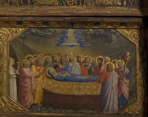 Der Tod der Jungfrau, Das Verkündigungsretabel mit 5 Predellenszenen, 1430-1432 von Fra Giovanni Angelico da Fiesole
