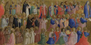 Die Jungfrau Maria mit den Aposteln und anderen Heiligen, Tafel vom Fiesole San Domenico Altarbild, ca. 1423-1424